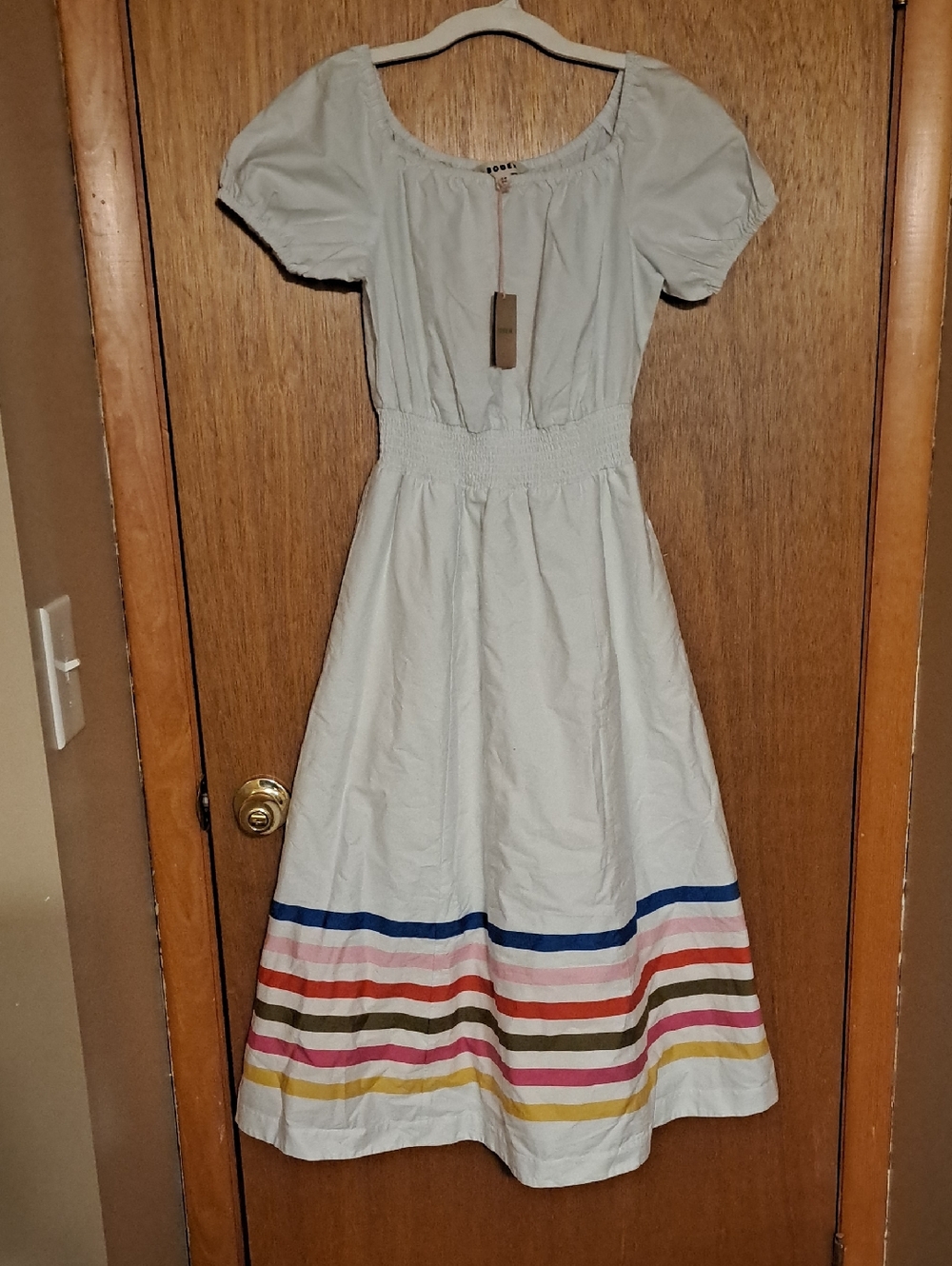 Boden New With Tags Womens White Full Skirt Short Sleeve Dress 4p.